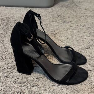 Stuart Weitzman Black Block Heel Sandals